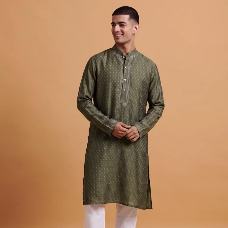 Vyom Kurta - Olive Green