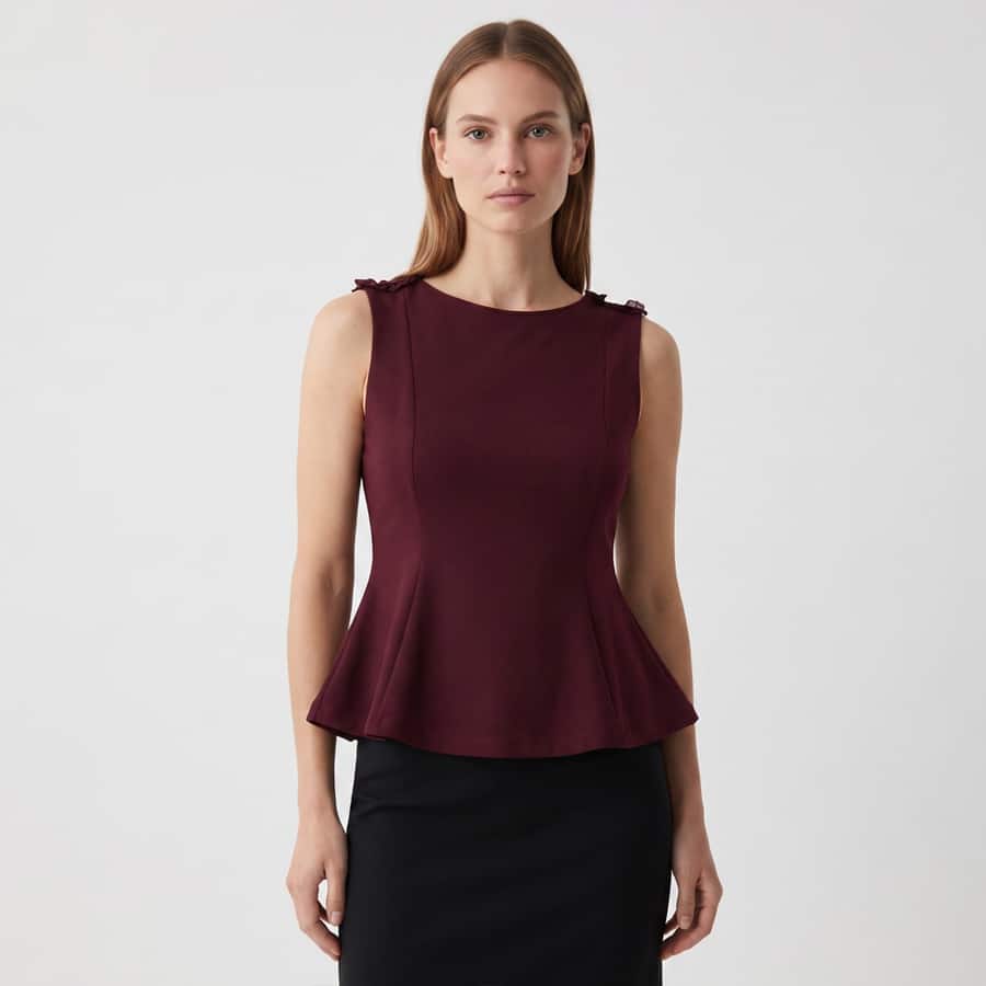 Maria Wine Peplum Top