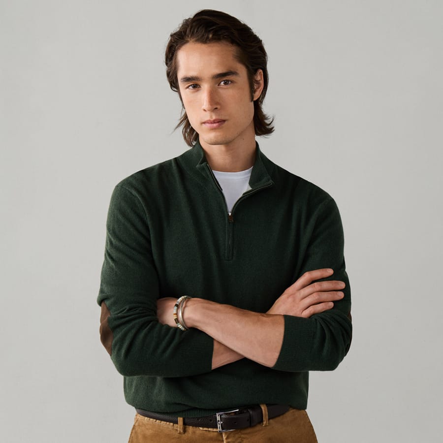 Merino Wool Cashmere Quarter Zip Jumper