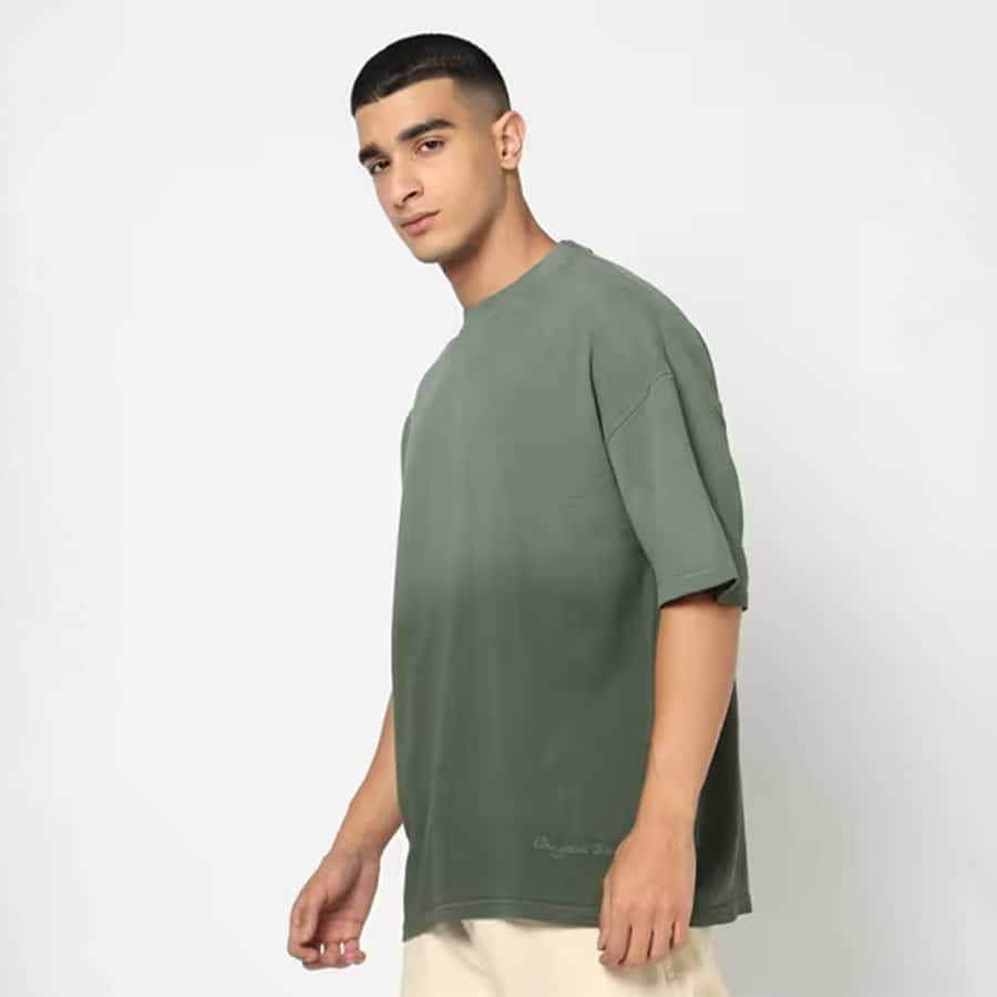 Men Ombre Print Oversized Crew Neck T Shirt