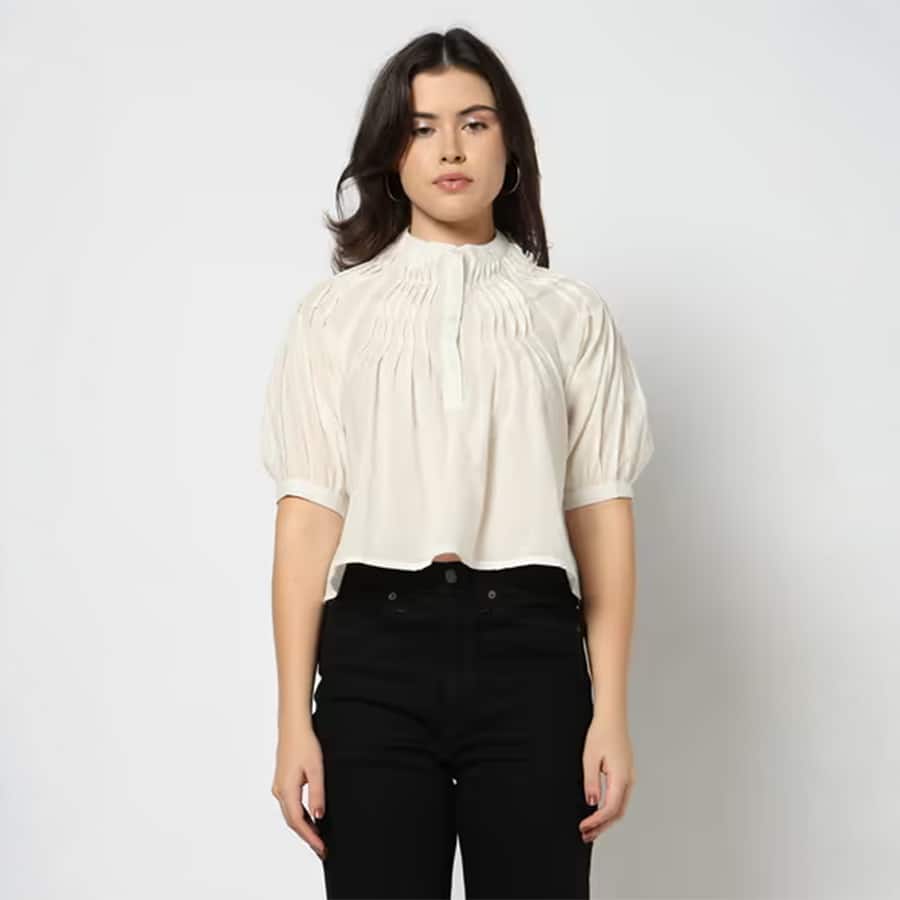 Women Pleated Relaxed Fit Top