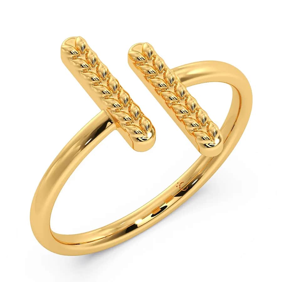 Parallely Braided Gold Bar Ring