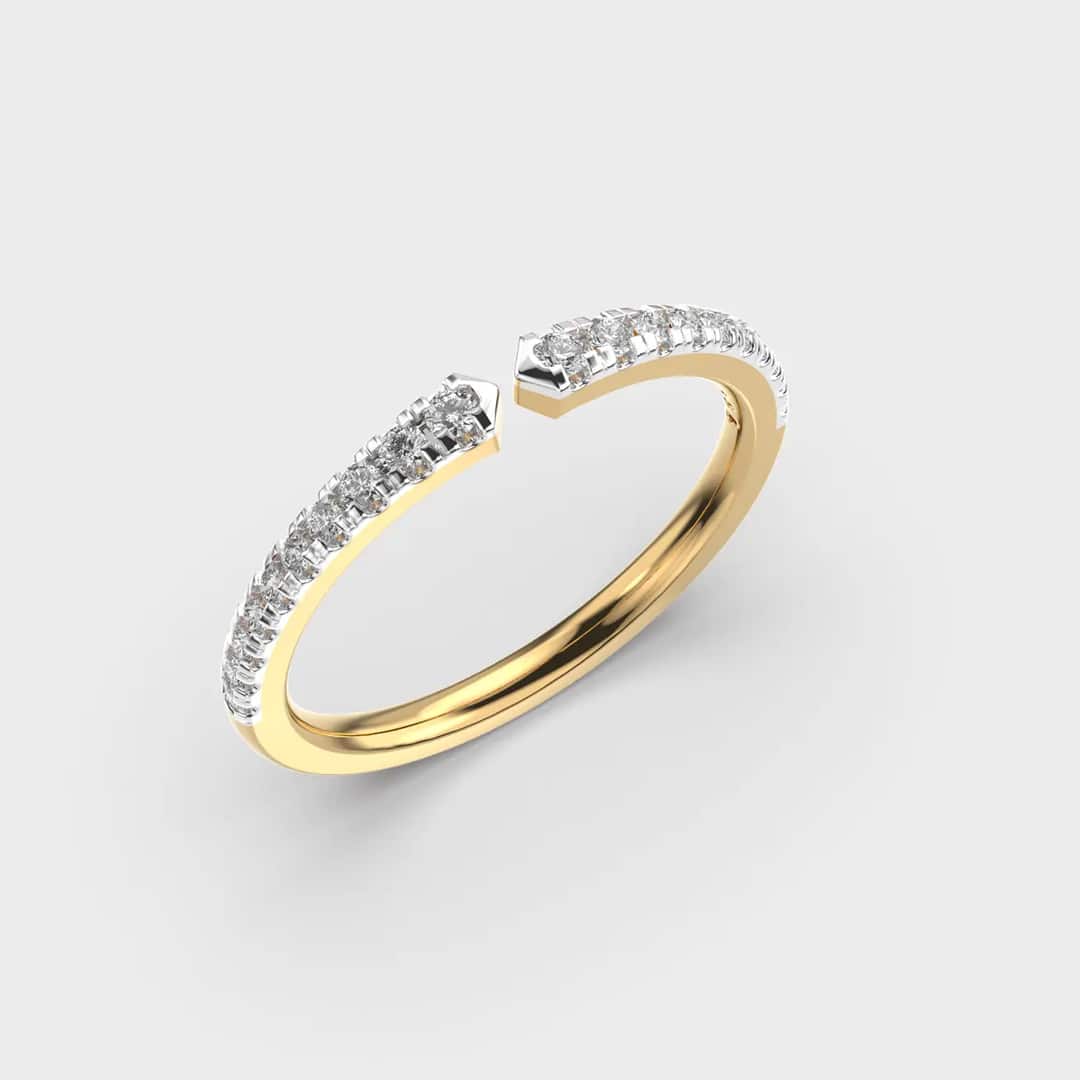 Slim Pave Chevron Notch Diamond Ring