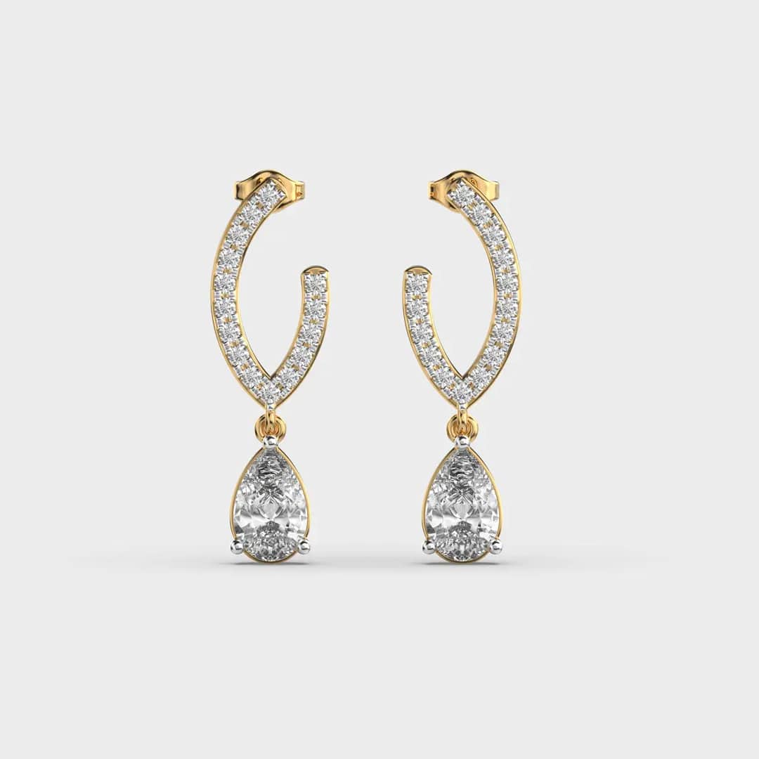 Tulip Petal Pear Diamond Earrings
