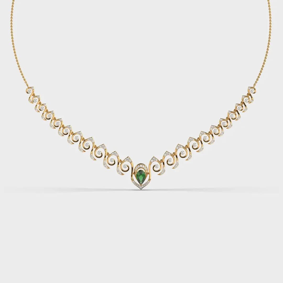 Royal Mehr Green Stone Diamond Necklace