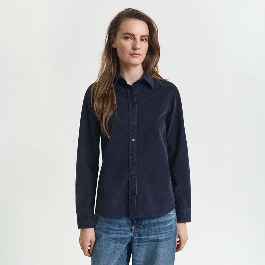 Women Blue Solid Collar Shirt
