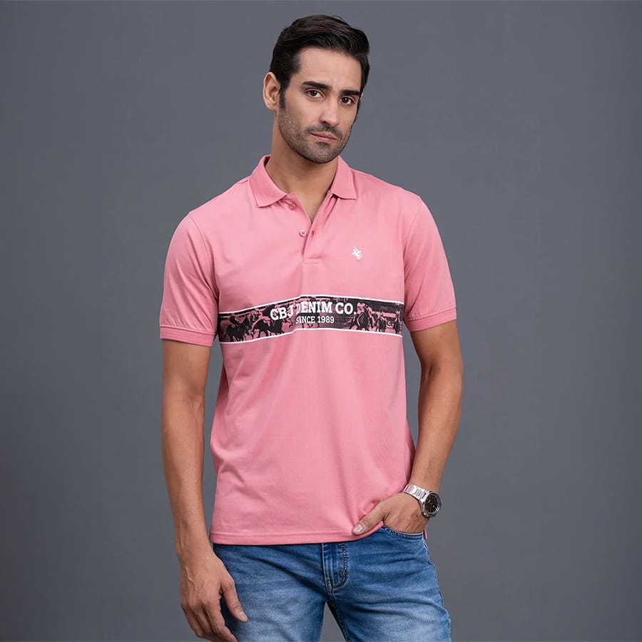 Men's Navy Regular Fit Typography Half Sleeve Casual T-Shirt