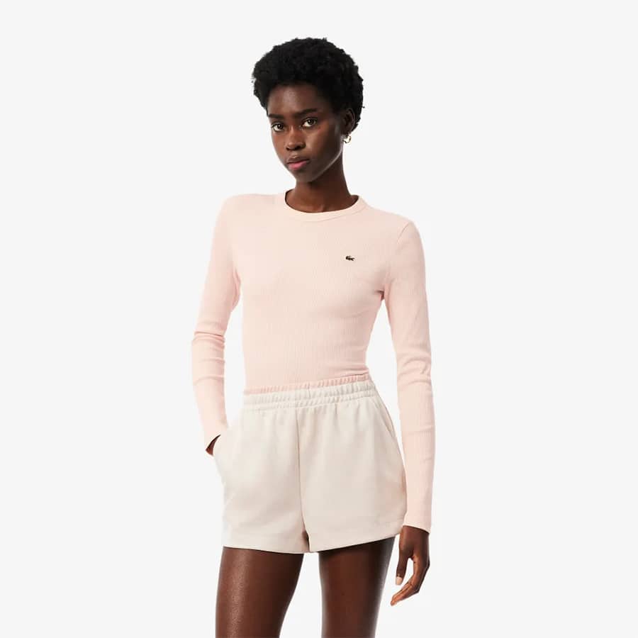 Slim Fit Ribbed Cotton T-shirt