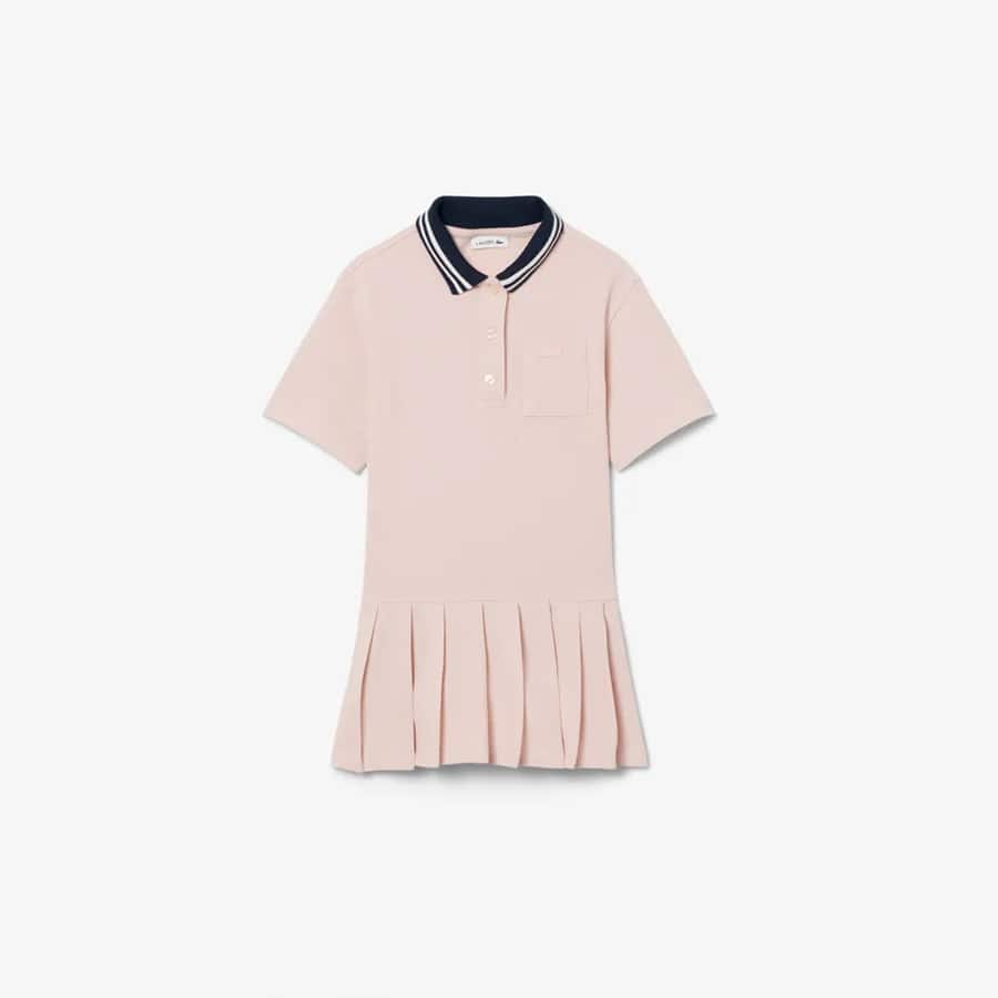 Pleated Skirt Pique Polo Dress