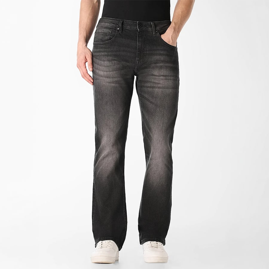 BLACK WASHED CLIFF BOOTCUT JEANS