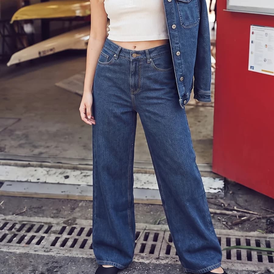 Dark Blue Wide Leg Jeans