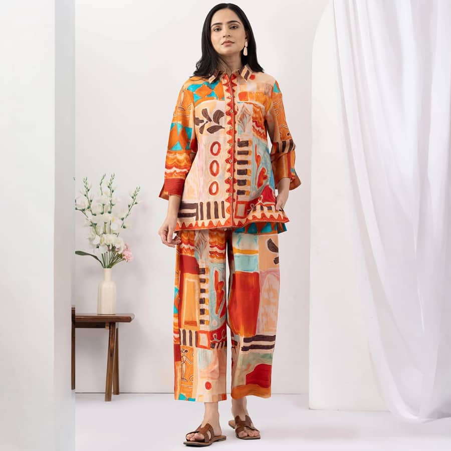Multicolour Printed Viscose Co Ord Set