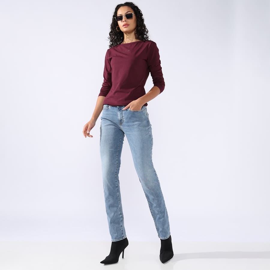 Solid Straight Fit Denim