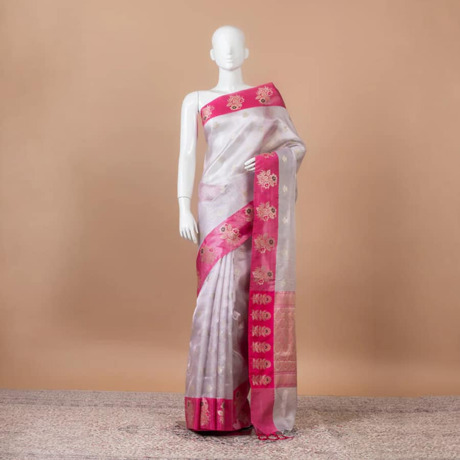 Neelkamal Banarasi Chanderi Silk – light grey or beige