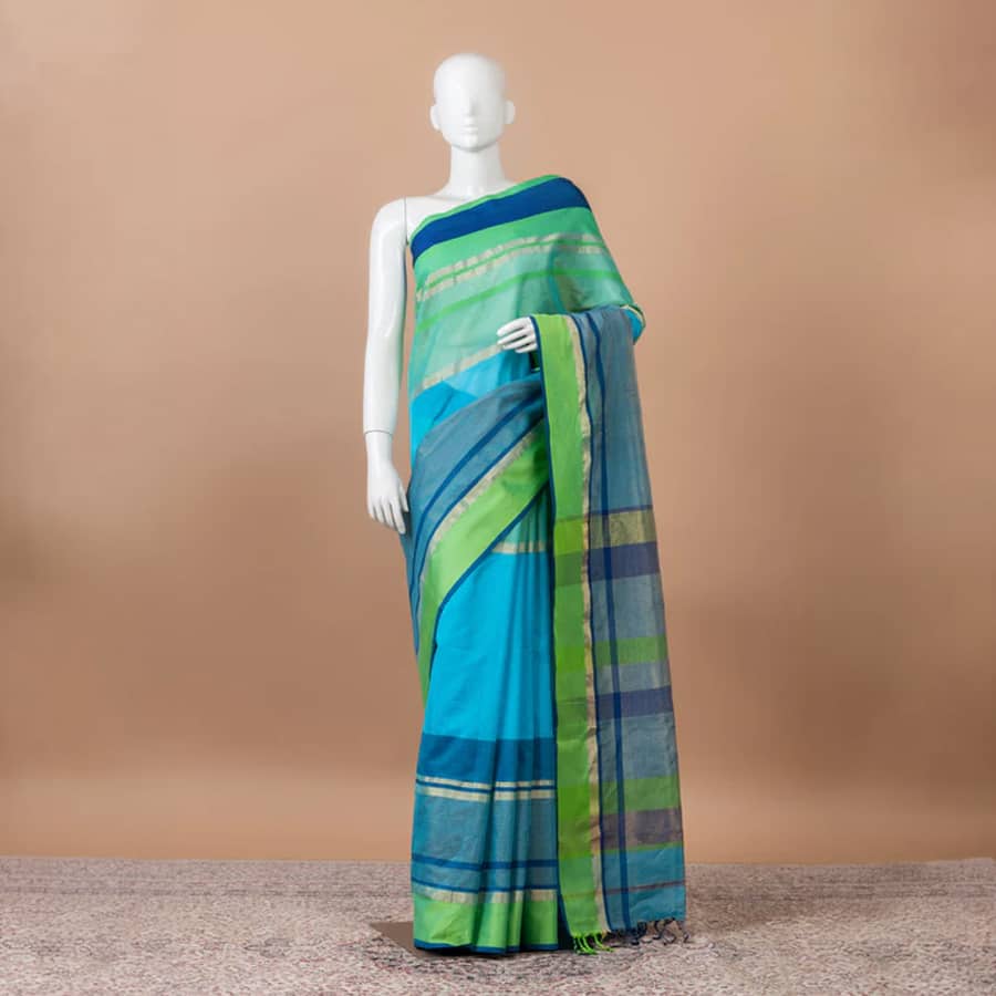Surabhi Maheswari double border – Green:Blue