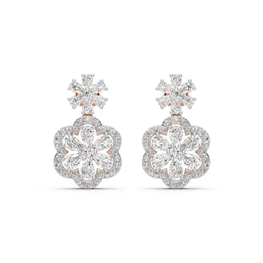 Blossom Halo Pear Earrings 2.43 Carat