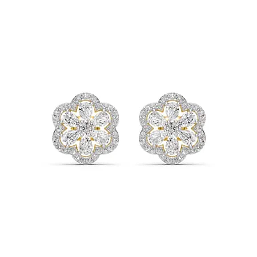 Blossom Halo Pear Diamond Earrings 1.73 Carat