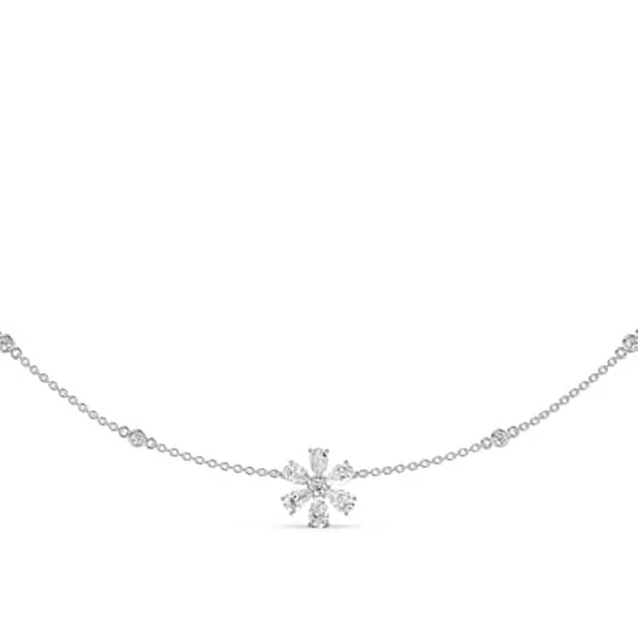 Blossom Multi Floral Pear Diamond Necklace 2.04 Carat