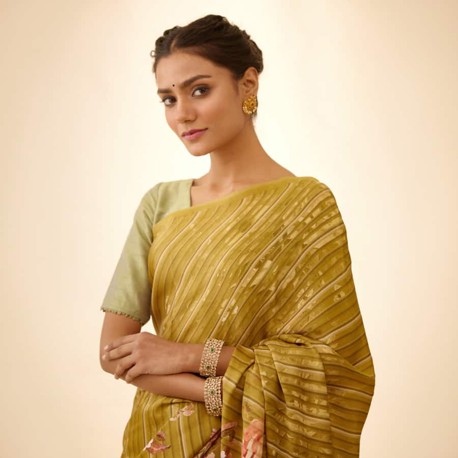 Olive Satin Saree