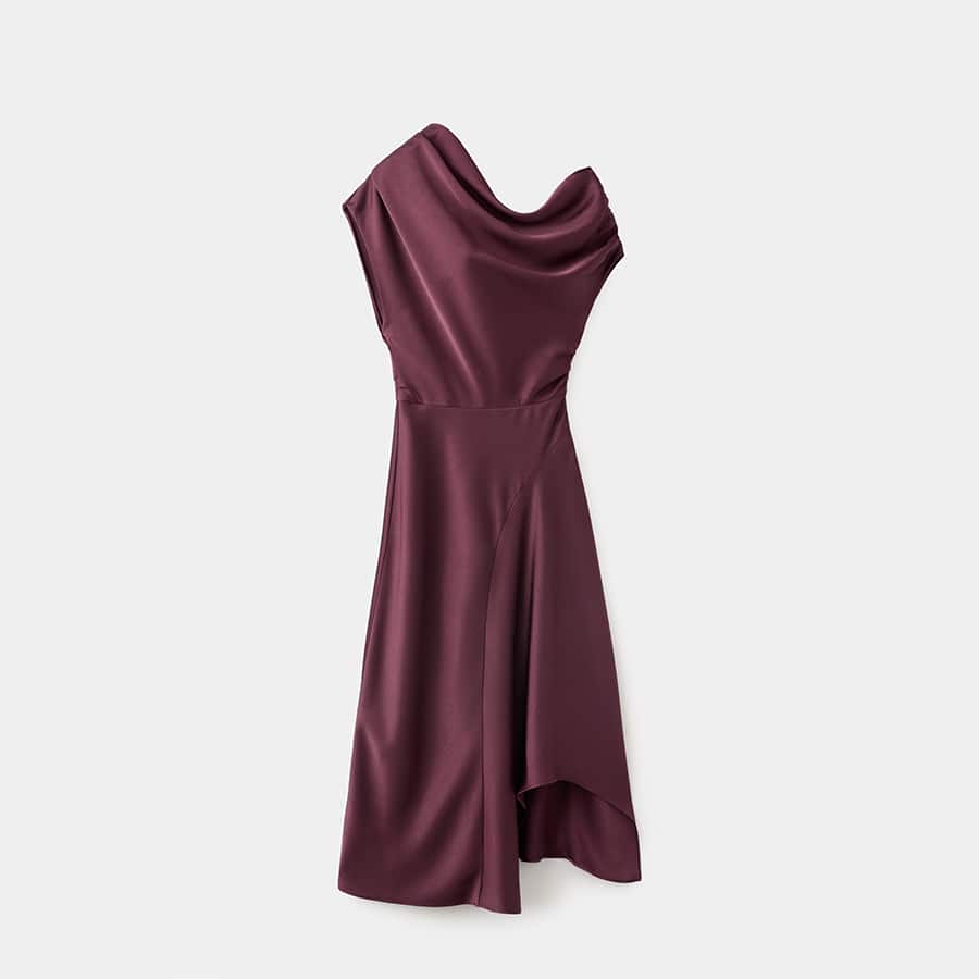 Asymmetrical satin dress