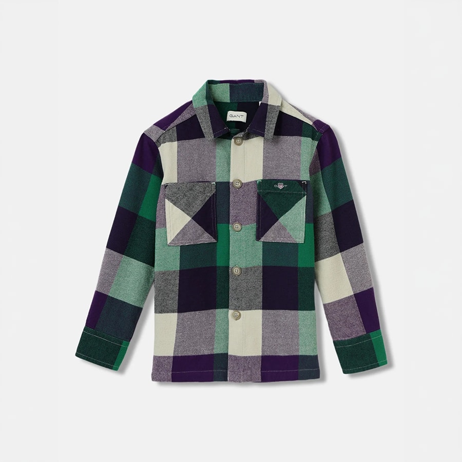 boys multi checked spread collar full sleeves shirt