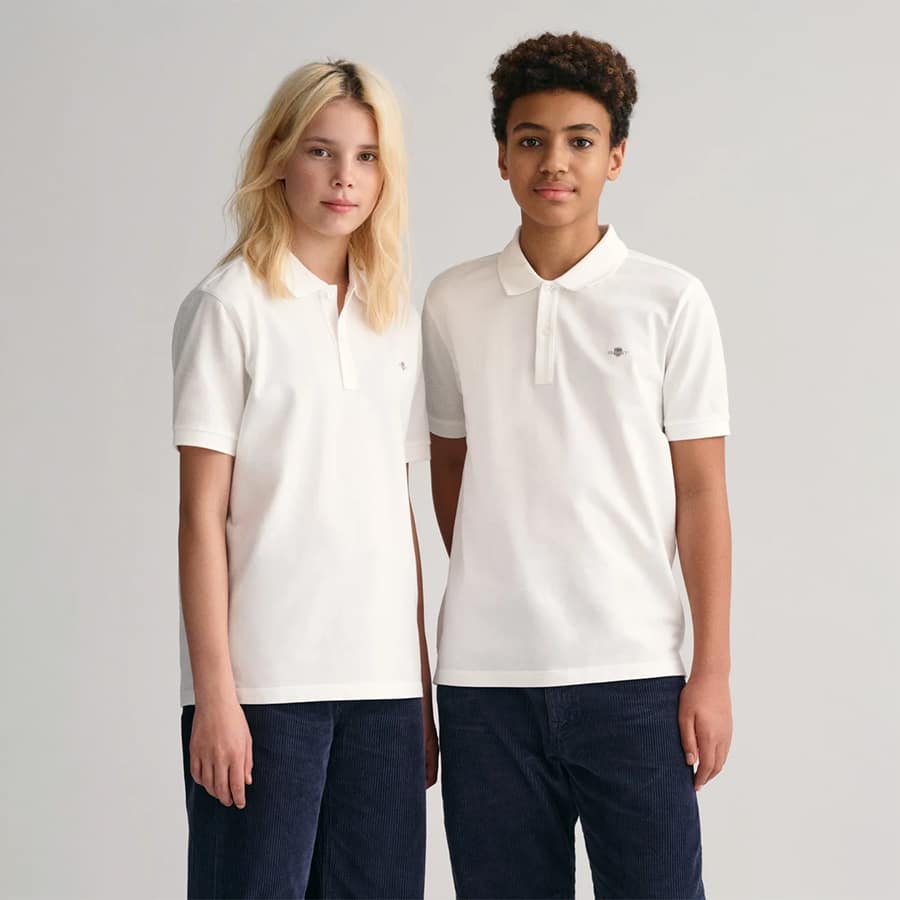 kids white solid polo collar short sleeves polo tshirt