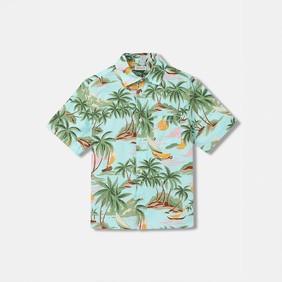 kids multi printed cutaway collar short sleeves shirt