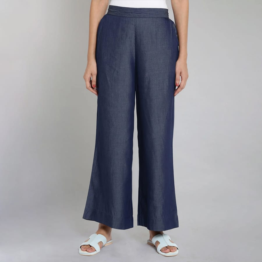 Blue Straight Palazzo
