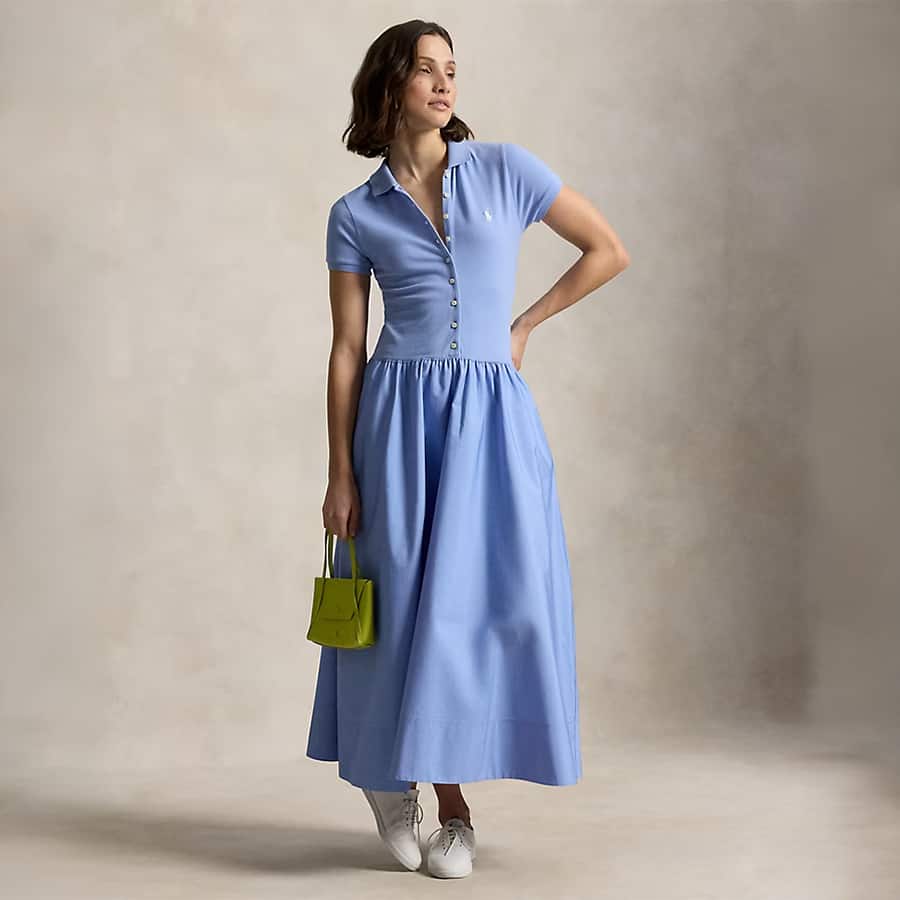 Hybrid Mesh Polo-Bodice Dress