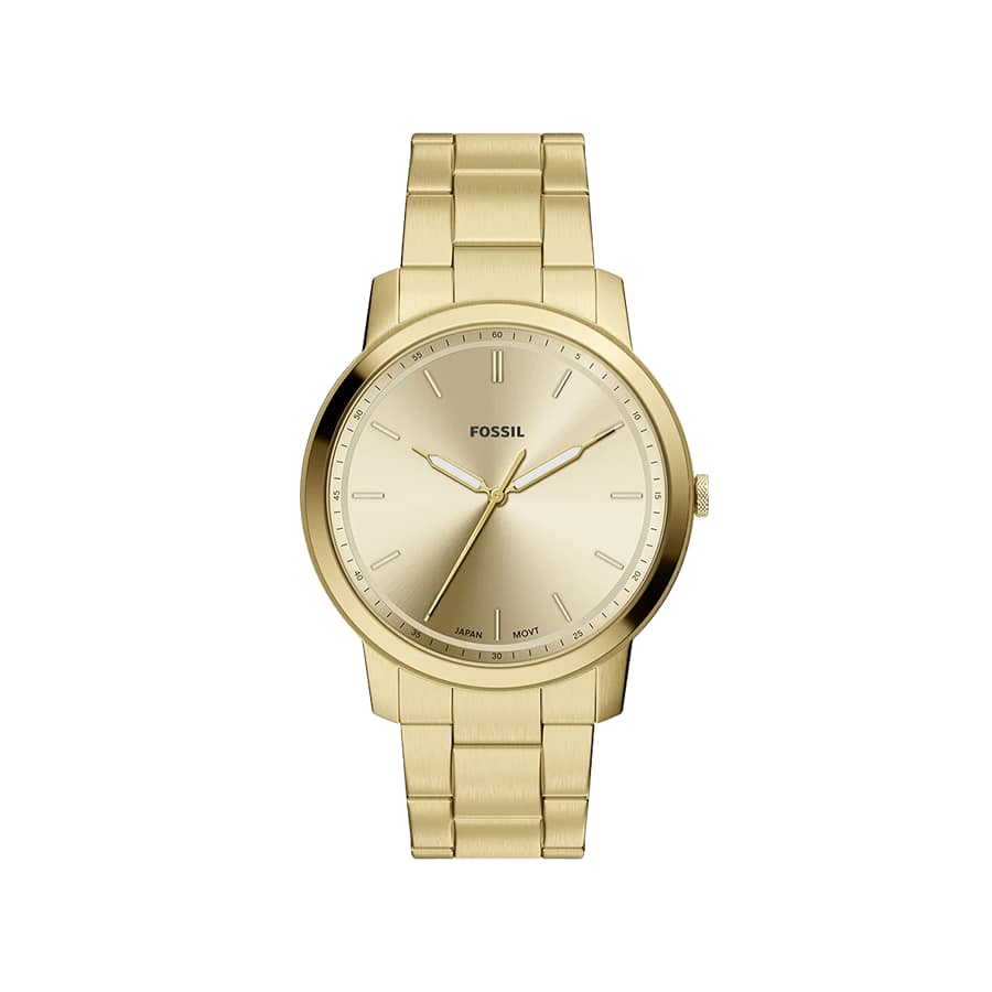 Minimalist Three Hand Gold Tone Stainless Steel Watch