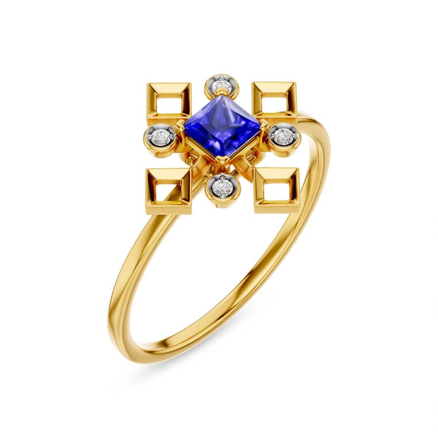 Geometric Bloom Gemstone Ring