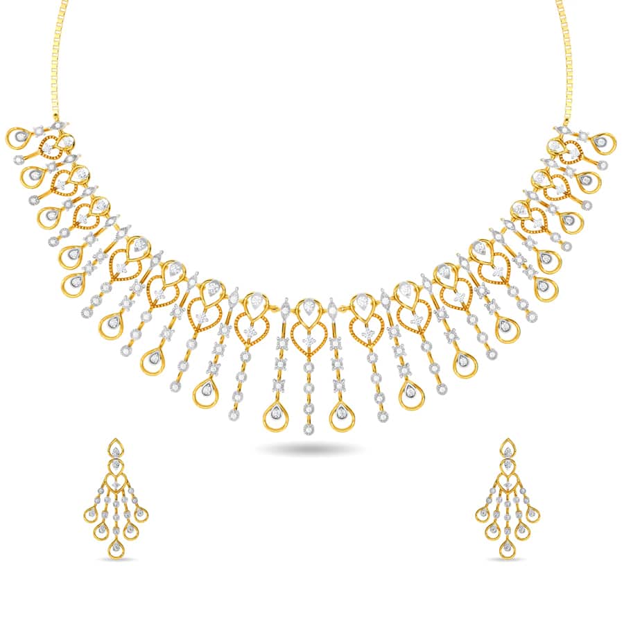 Mughal Tassel Sparkle Diamond Necklace Set