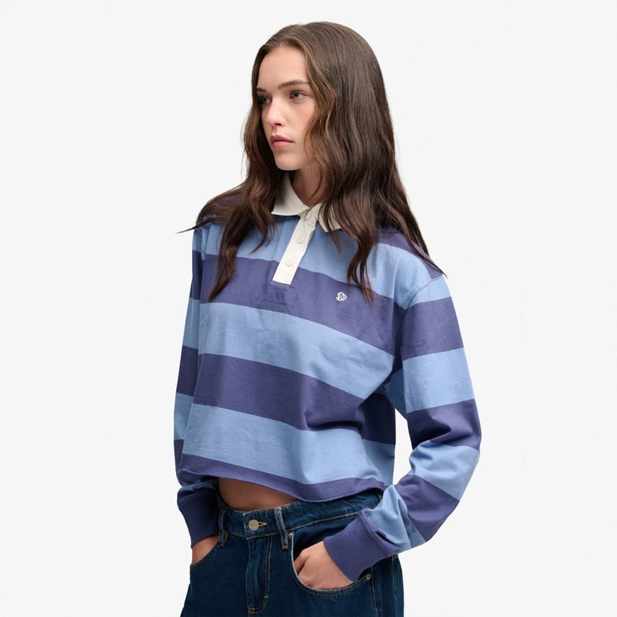 ATHLETIC ESSENTIAL CROPPED STRIPE RUGBY