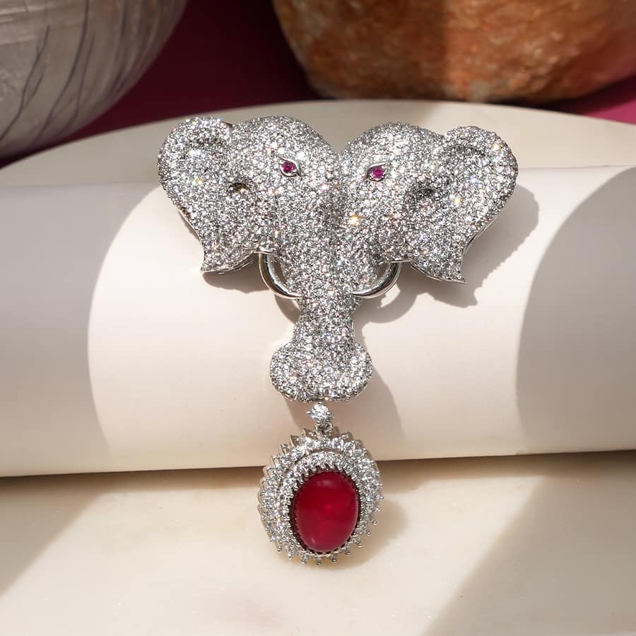 Men Ruby Copper Brooch