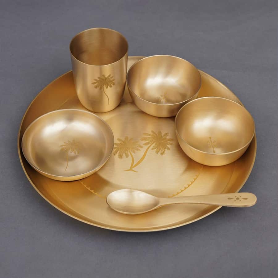 Golden Kansa Hand Crafted Thali Set
