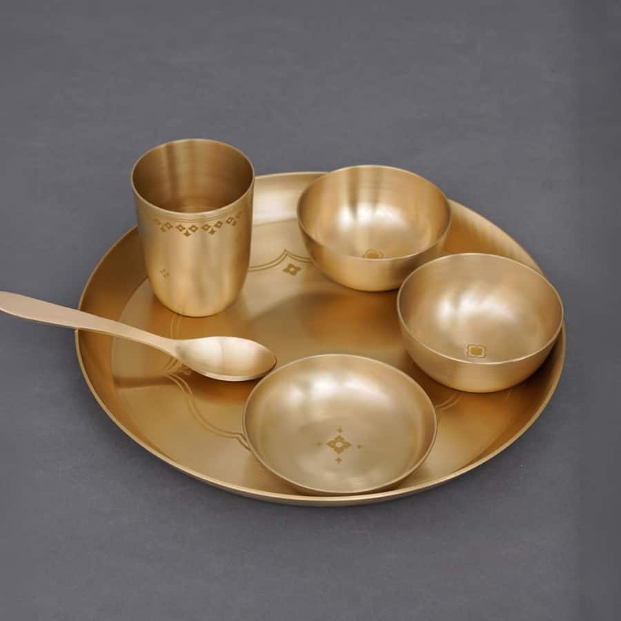 Golden Kansa Hand Crafted Thali Set