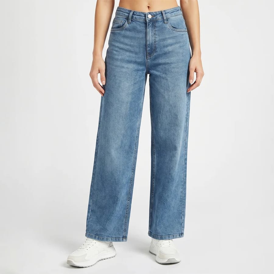 Light Blue High-Rise Straight Fit Jeans