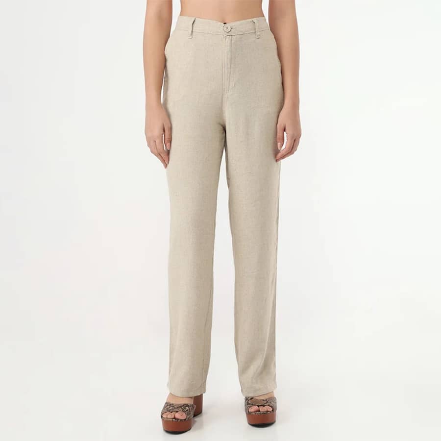 Dark Natural Loose Straight Fit Korean Pants