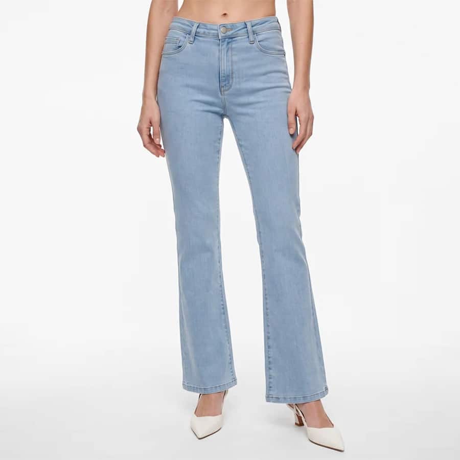Light Blue High-Rise Mini Flare Jeans