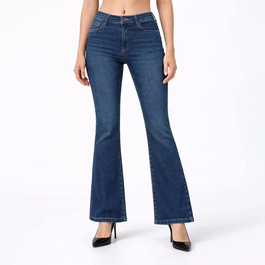 Dark Blue High-Rise Mini Flare Jeans