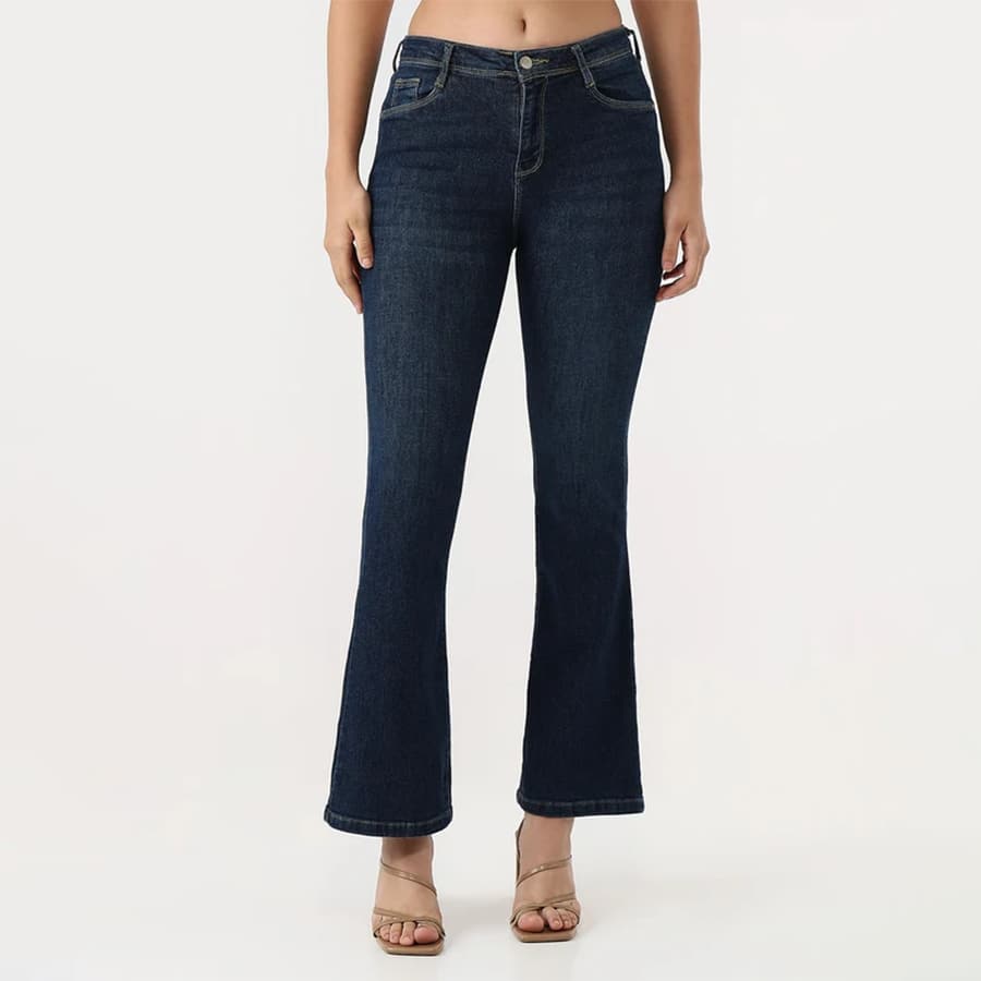 Dark Blue High-Rise Flare Jeans