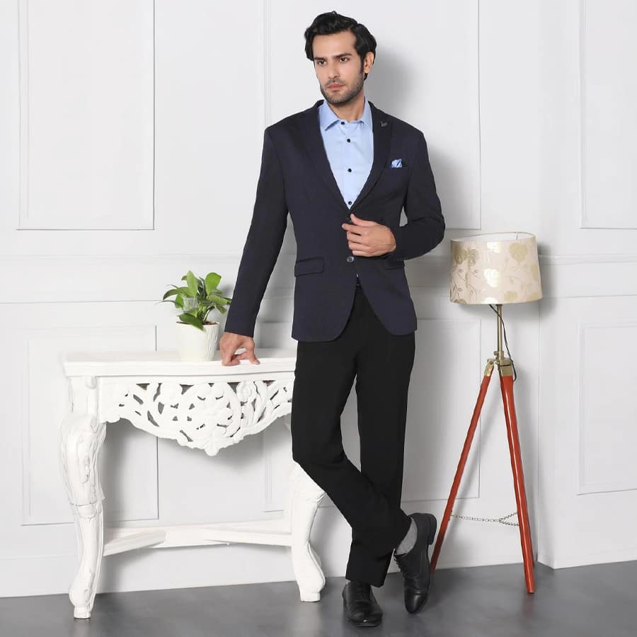 Must Haves Formal Navy Textured Blazer - Japson