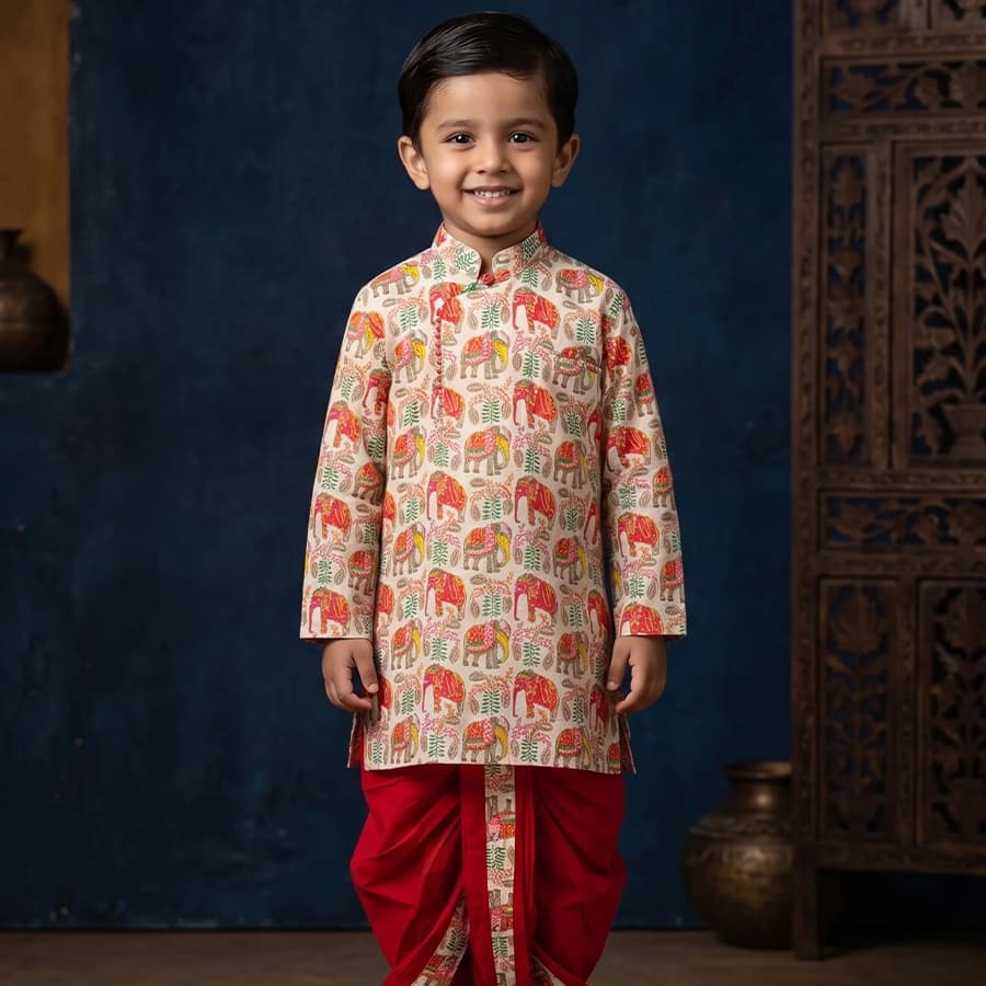 MLS KIDS KURTA DHOTI SET 2PCS
