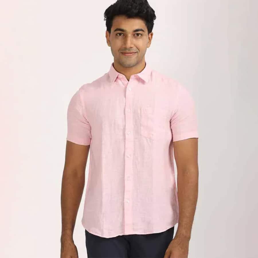Men's Solid Half Sleeves Linen Shirt