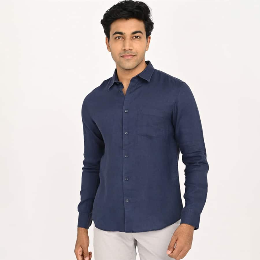 Men's Solid Full Sleeves Linen Shirt