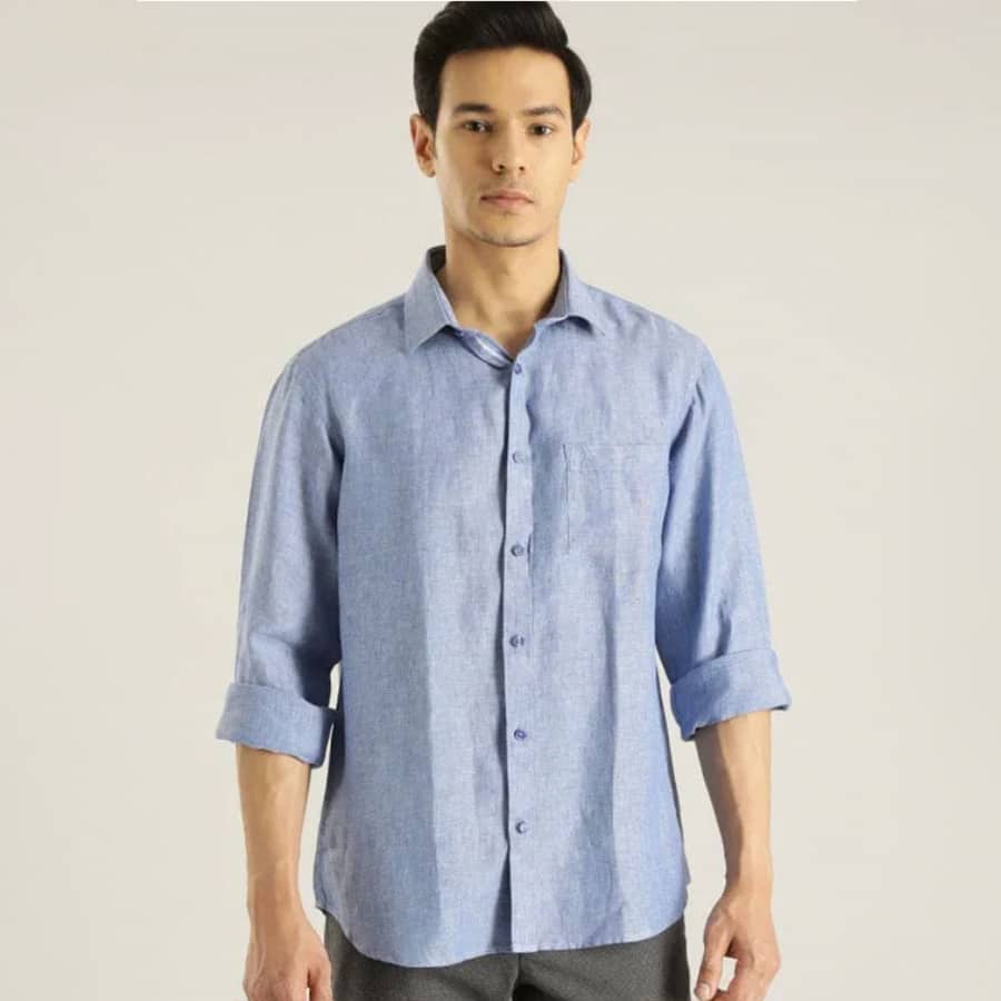 Men's Solid Full Sleeves Linen Shirt