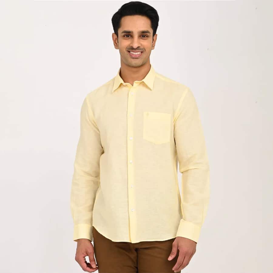 Men's Solid Full Sleeves Linen Blend Shirt
