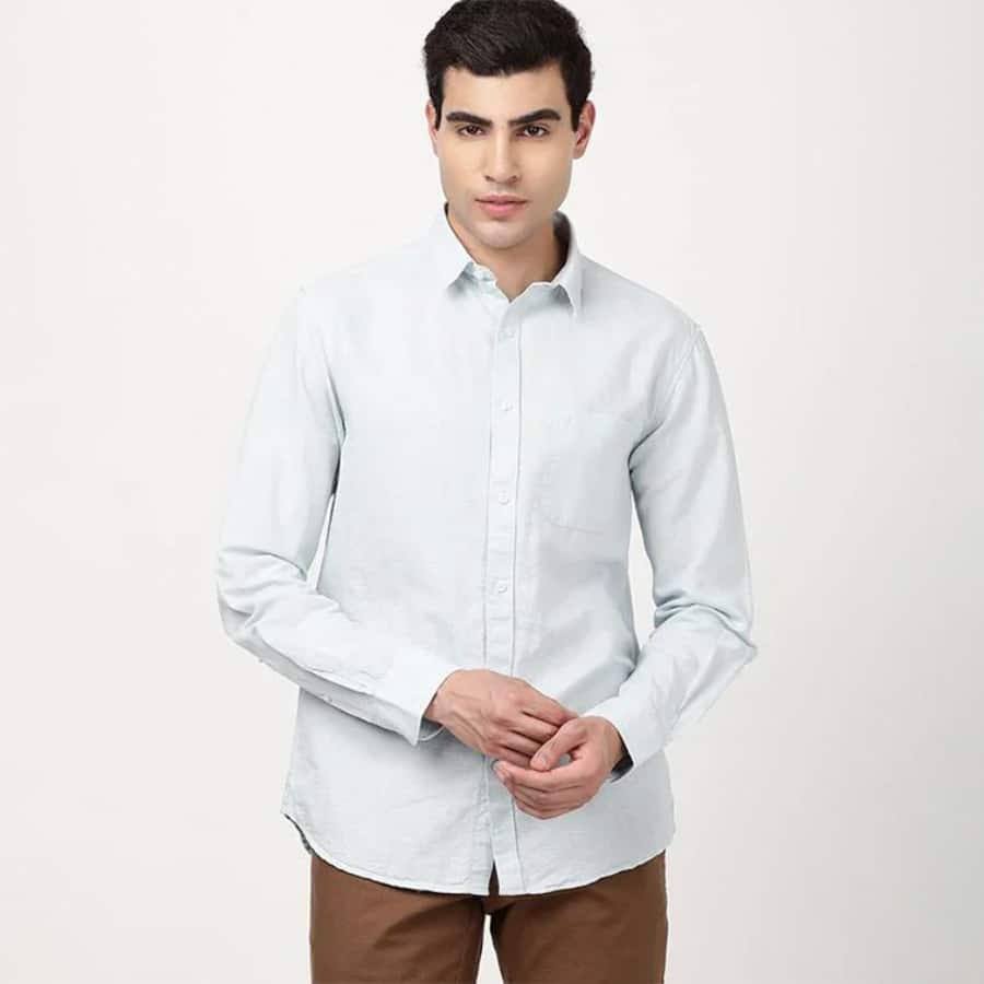 Men's Solid Full Sleeves Cotton Blend Shirt
