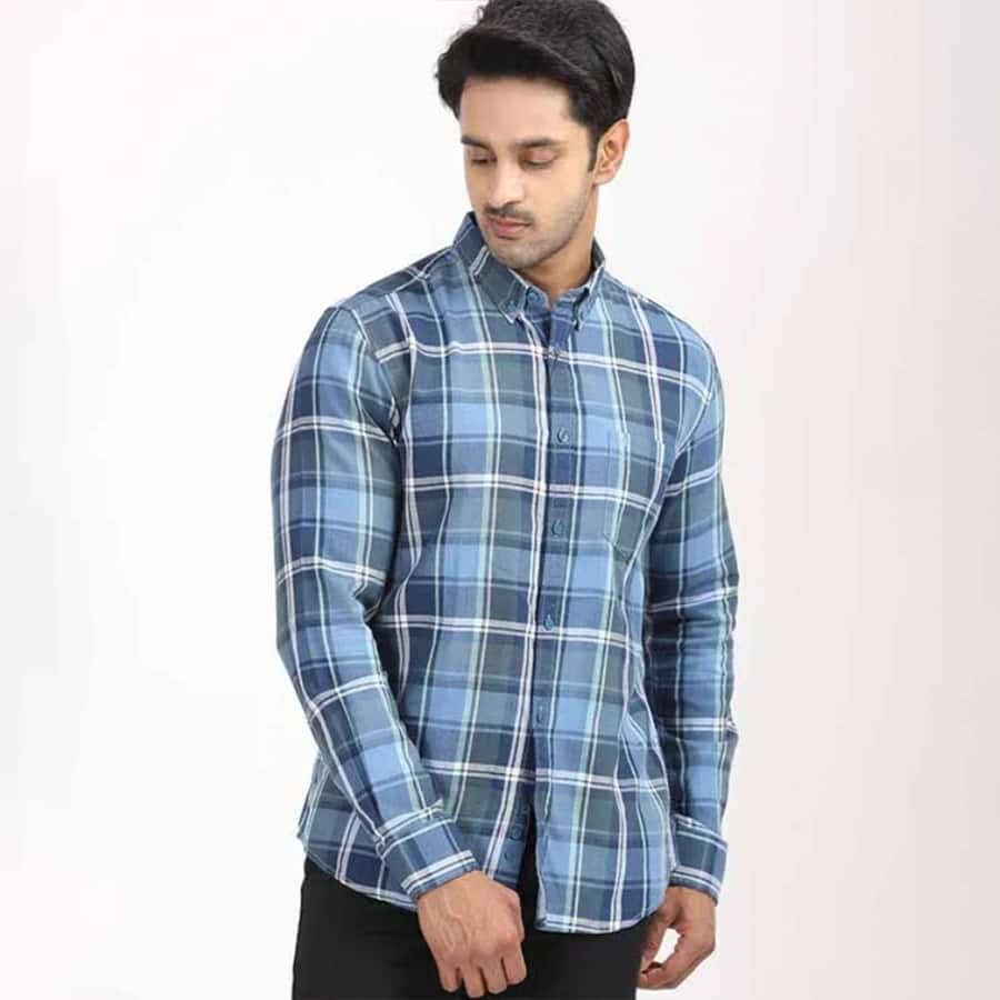 Men's Check Full Sleeves Cotton Stretch Shirt