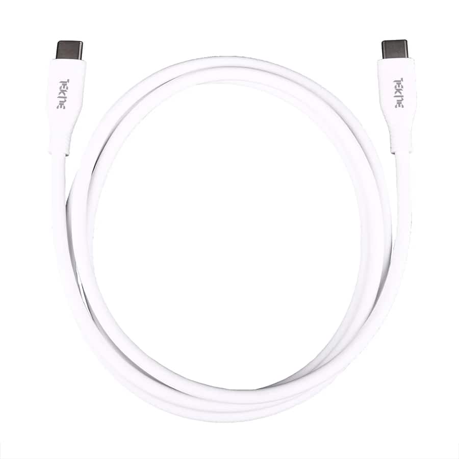 TEKNE 60W iPhone Silicone Charging Cable _ Fast Charging _ Ultra-Durable _ Tangle-Free Design - White